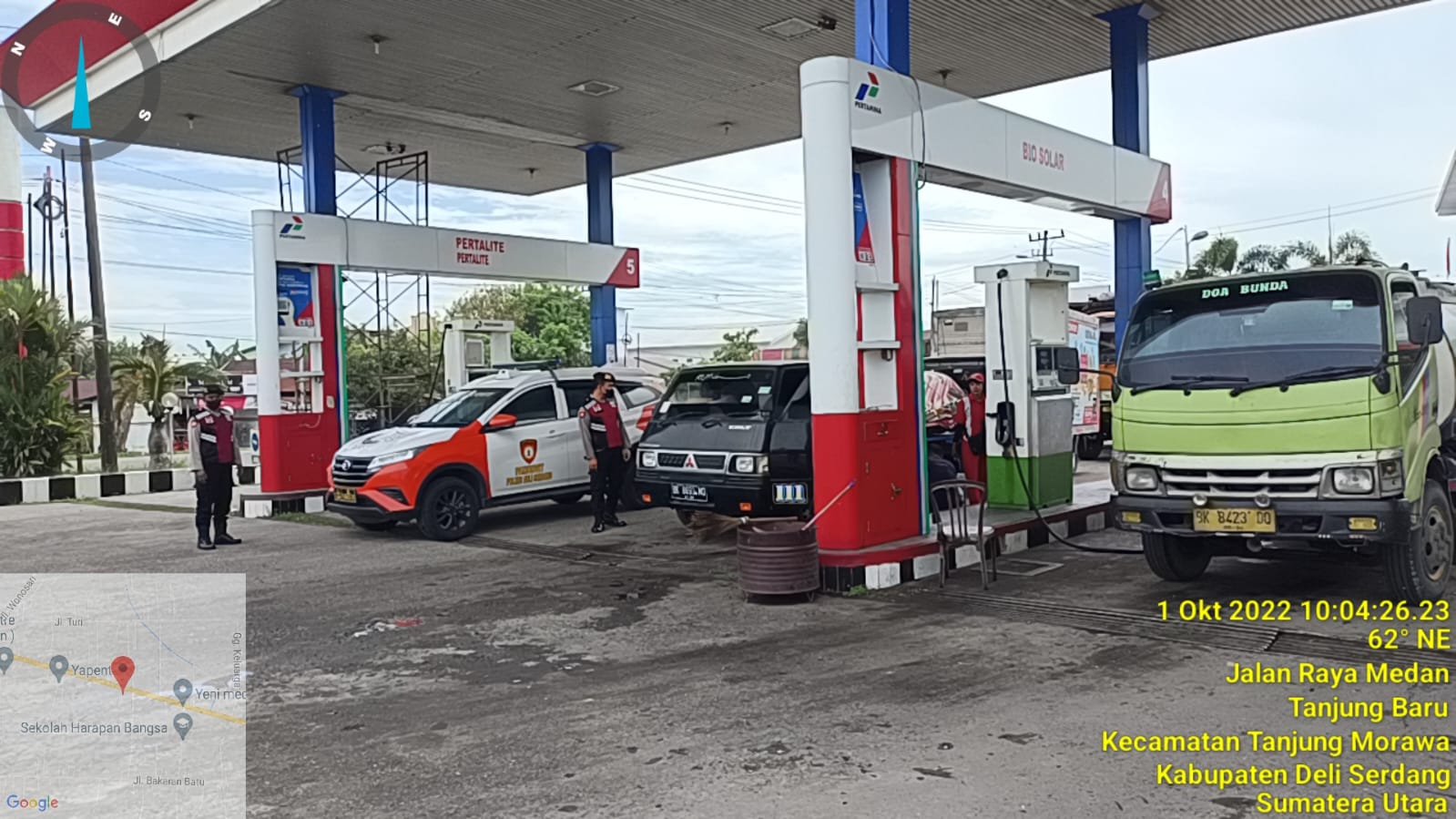 Personil Sat Samapta Polresta Deli Serdang Rutin Laksanakan Patroli Ke SPBU, Monitoring Ketersediaan BBM di SPBU