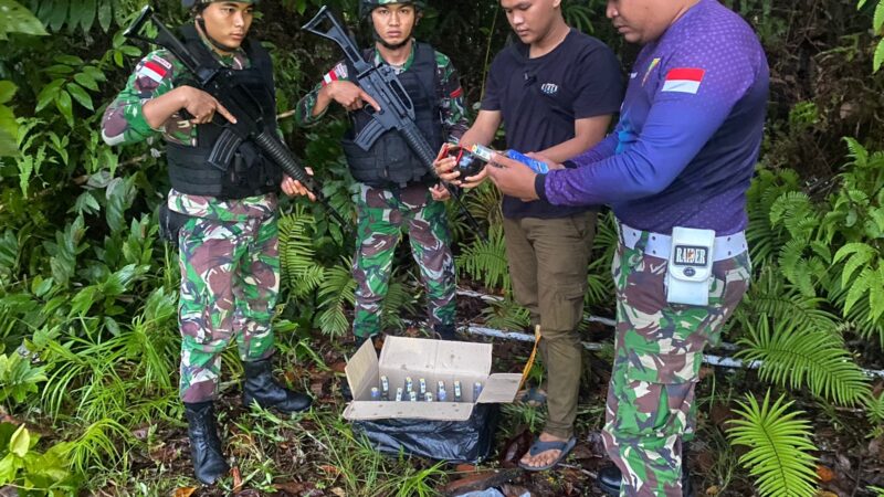 Prajurit Satgas Pamtas Yonif 645/GTY Kembali Mengamankan Miras Illegal di Jalur Tikus
