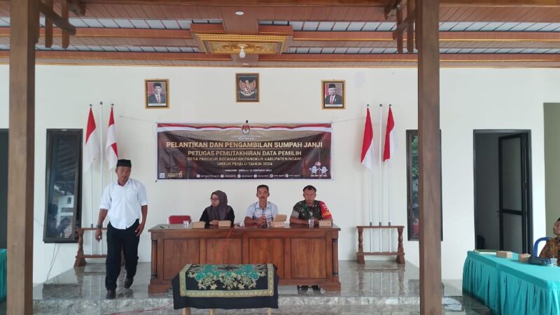 Pelantikan dan Bimtek Petugas Pemutakhiran Data Pemilih (PPDP) Desa Pangkur Kecamatan Pangkur