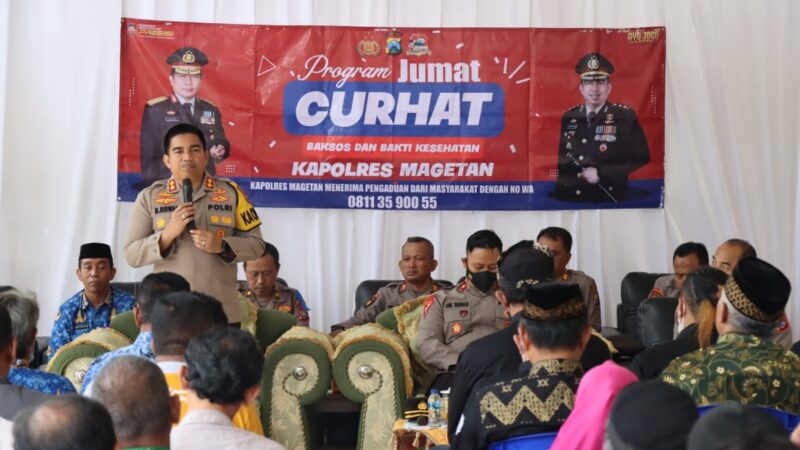 Gelar Jumat Curhat, Kapolres Magetan Tampung Saran Pengurus Perguruan Pencak Silat Dan Para Kades.