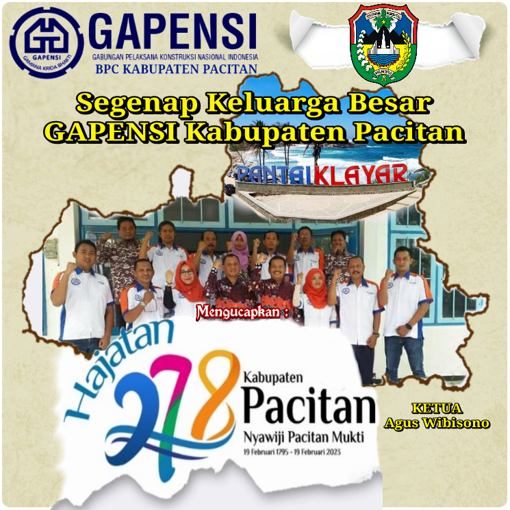 Ucapan Hari Jadi Kabupaten Pacitan ke 278, GAPENSI Pacitan.