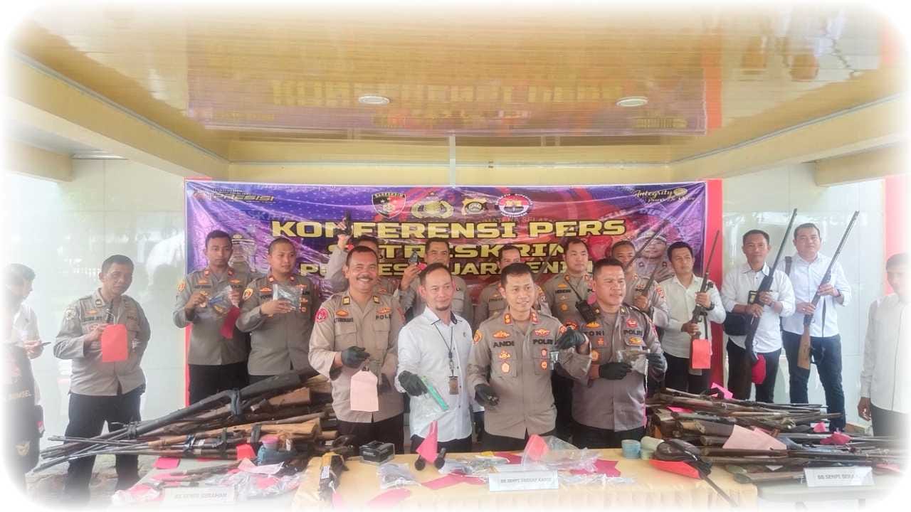 Polres Muara Enim Gelar Konferensi Pers Operasi Senpi Musi 2023