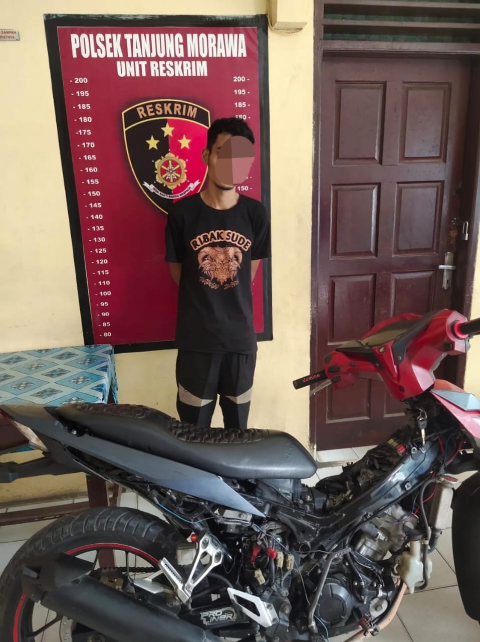 Team Opsnal Polsek Tanjung Morawa Polresta Deli Serdang amankan Pelaku Pencuri Sepeda Motor
