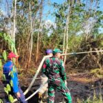 Babinsa Koramil 1015-04/Baamang Bersama Tim Pemadam Kebakaran Lakukan Pemadaman Api di Lahan