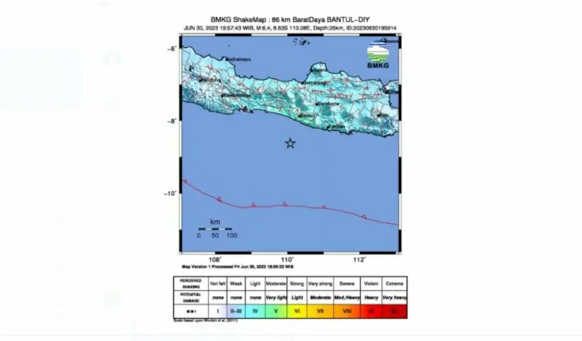Gempa Magnitudo 6,6 Guncang Bantul Yogyakarta Terasa Sampai Surabaya dan Malang Selatan.