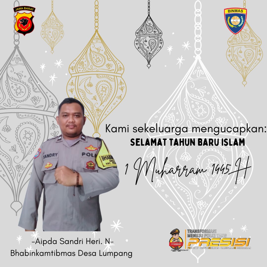 Aipda Sandri Heri Anggota Polsek Parungpanjang Bogor Mengucapkan Selamat Tahun Baru Islam 1 Muharram 1445 H.