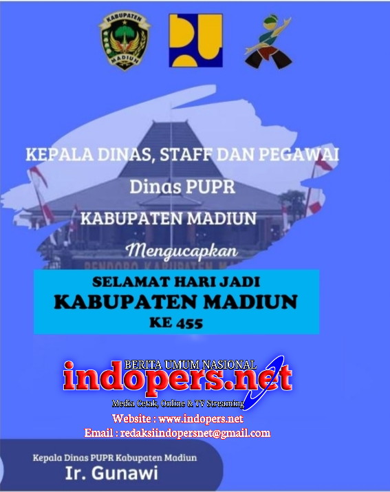 Ucapan Selamat Hari Jadi Kabupaten Madiun Ke 455, Dinas PUPR Madiun.