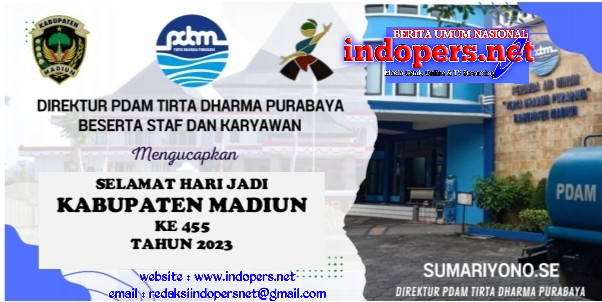 Ucapan Selamat Hari Jadi Kabupaten Madiun Ke 455, PDAM Tirta Dharma Purabaya Madiun .