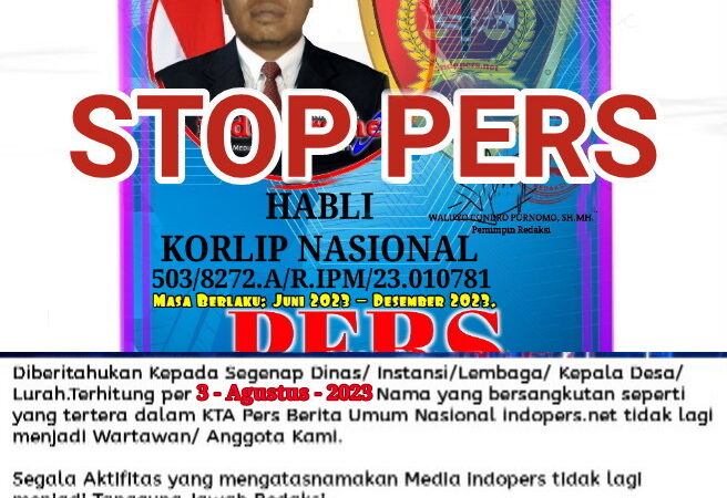 Pemberhentian Wartawan/Stop Pers Berita Umum Nasional INDOPERS.