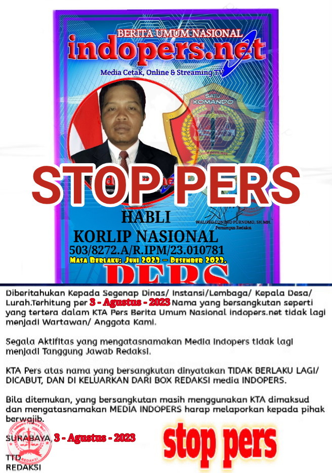 Pemberhentian Wartawan/Stop Pers Berita Umum Nasional INDOPERS.