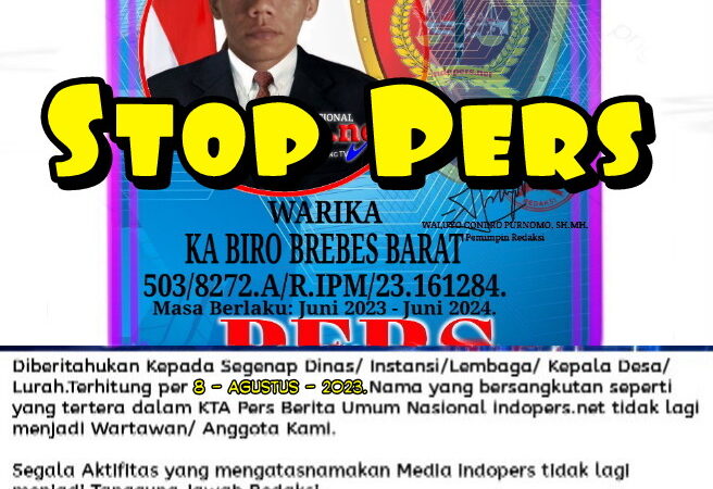 Pemberhentian Wartawan/Stop Pers Berita Umum Nasional INDOPERS.