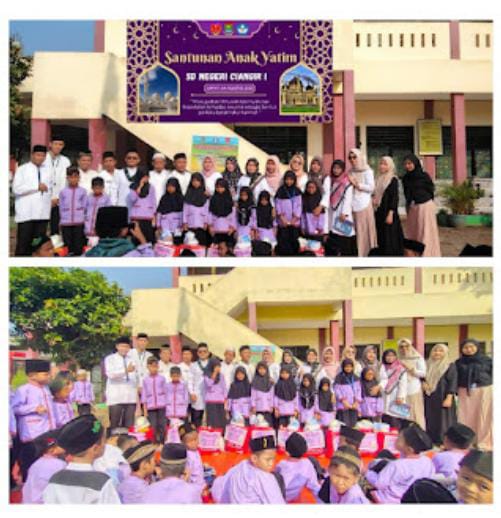 1 MUHARAM 1445 H KEPALA SEKOLAH SD NEGERI 1 CIANGIR TANGERANG GELAR SANTUNAN KEPADA ANAK YATIM.