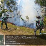 Anggota Kodim 1019/Ktg Padamkan Kebakaran Lahan Di Desa Hampalit