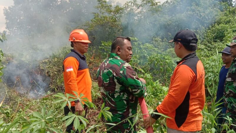 Cegah Karhutla Meluas, Babinsa Kodim 1015/Sampit, Berjibaku Padamkan Api