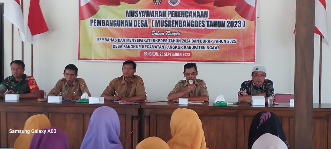 MUSYAWARAH RENCANA PEMBANGUNAN DESA (MUSRENBANGDES) DESA PANGKUR KECAMATAN PANGKUR KABUPATEN NGAWI TH. ANGGARAN 2024.