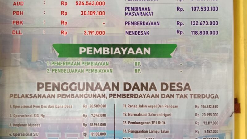 APBDes Tahun 2023 Pemerintah Desa Pandean Kecamatan Durenan Trenggalek