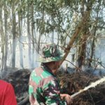 Petugas Gabungan Siaga Karhutla Lakukan Pendinginan Lokasi Kebakaran Hutan dan Lahan.