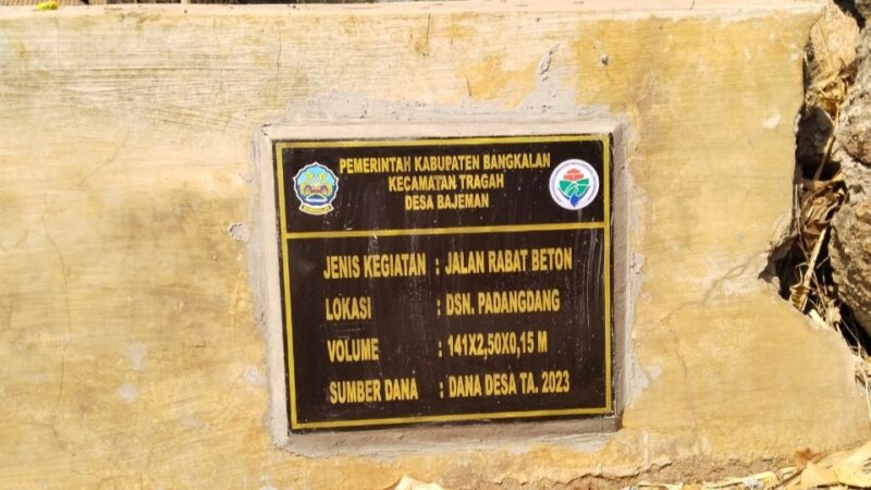 Jalan Rabat Beton Dusun Padangdang Desa Bajeman Tragah Kabupaten Bangkalan Menuai Pro-Kontra,” Ini Jawaban Ketua PKN Bangkalan