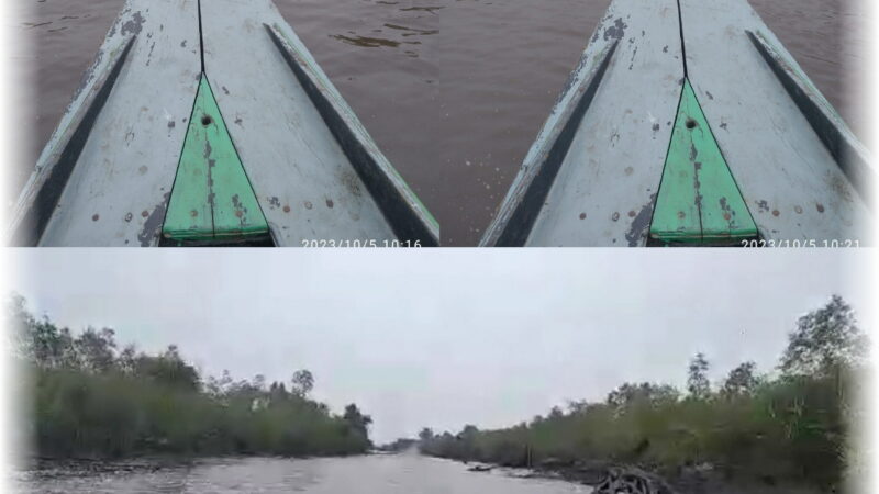 Sepanjang Sungai Desa Hantipan ke Desa Kampung Melayu Kecamatan Mendawai Kalimantan Tengah Mulai Mengering.