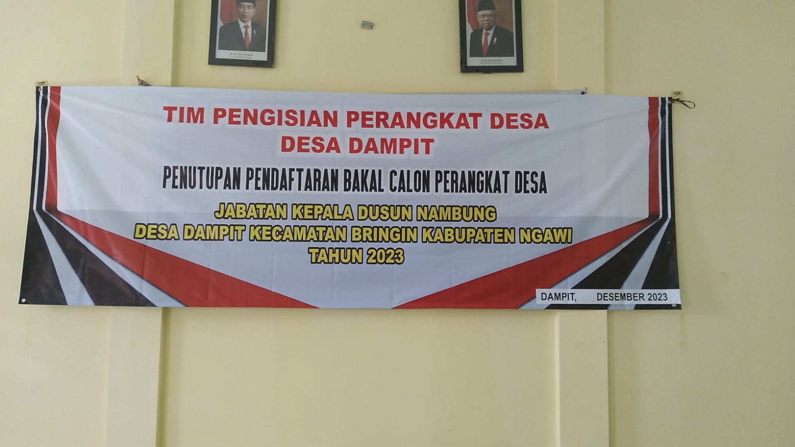 Desa Dampit Kecamatan Bringin Ngawi Buka Pendaftaran Sekaligus Penutupan Perangkat Desa.