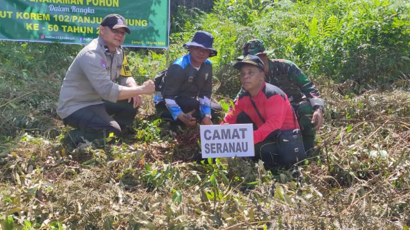 Kodim 1015/Sampit Laksanakan Penghijauan Dengan Menanam 500 Bibit Pohon,Dalam Rangka Sambut HUT Korem 102/Pjg ke 50.