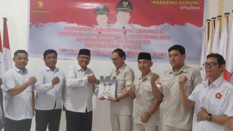 Resmi Siyono S.Sos, Mendaftarkan Diri Sebagai Calon Wakil Bupati Kotim 2024 Di DPC Partai Gerindra