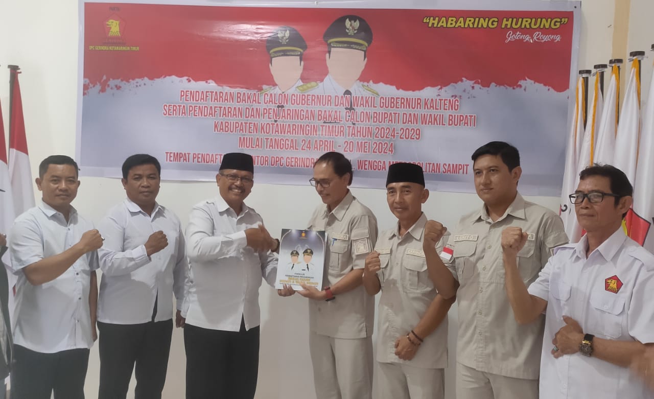 Resmi Siyono S.Sos, Mendaftarkan Diri Sebagai Calon Wakil Bupati Kotim 2024 Di DPC Partai Gerindra