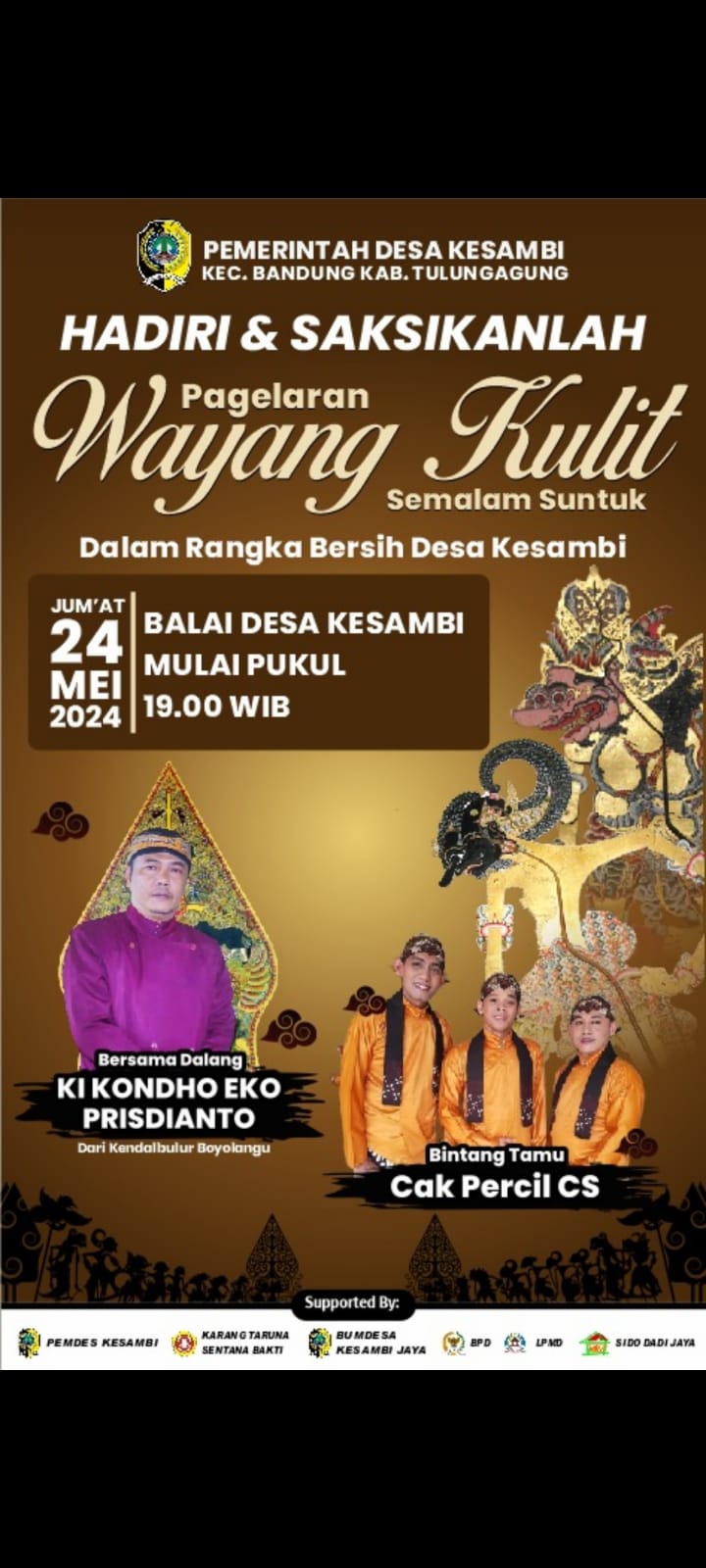 Gelar Wayang Kulit, Ini Harapan Kades Kesambi Tulungagung