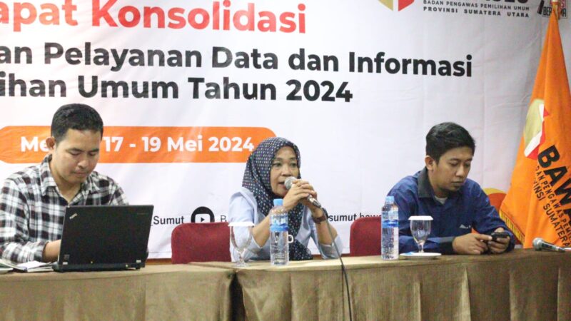 Bawaslu Sumut Melaksanakan Rapat Konsolidasi Pengelolaan dan Pelayanan Data dan Informasi Pemilihan Umum Tahun 2024.