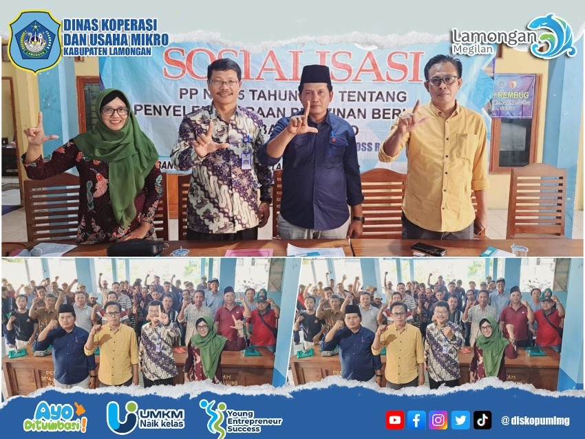 Dinas Koperasi dan Usaha Mikro Kabupaten Lamongan Telah Melaksanakan Sosialisasi PP No.5 di Desa Lawanganagung Kecamatan Sugio Lamongan.