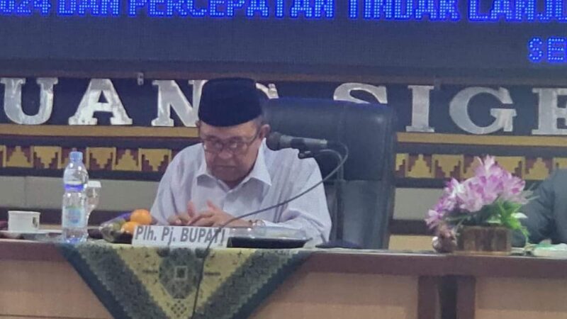 Sekretaris Daerah (Sekda) Kabupaten Lampung Utara, Drs. Lekok, MM., Memimpin Rapat Penyerahan Surat Bupati Atas Rekomendasi Laporan Hasil Pemeriksaan (LHP) Laporan Keuangan Tahun 2023.