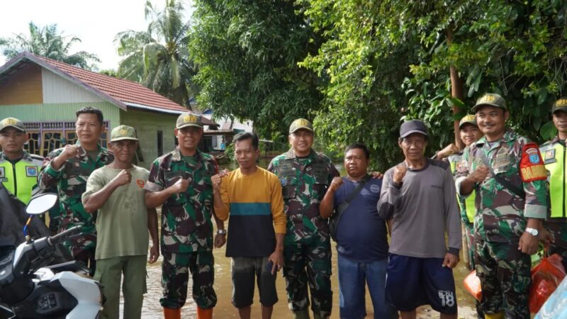 Terjun Langsung ke Lokasi Banjir, Dandim 1019/Katingan Berikan Bantuan Sembako