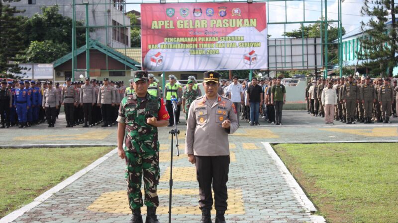 Dandim 1015/Sampit Bersama Kapolres Ikuti Apel Gelar Pasukan Pam VVIP RI-1