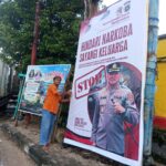 Polres Bangka Barat Pasang Spanduk Himbauan Kamtibmas Cegah Kejahatan