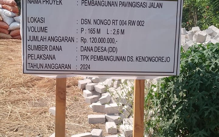 Desa Kenongorejo Ngawi Bangun Jalan Paving Di Dusun Nongo.