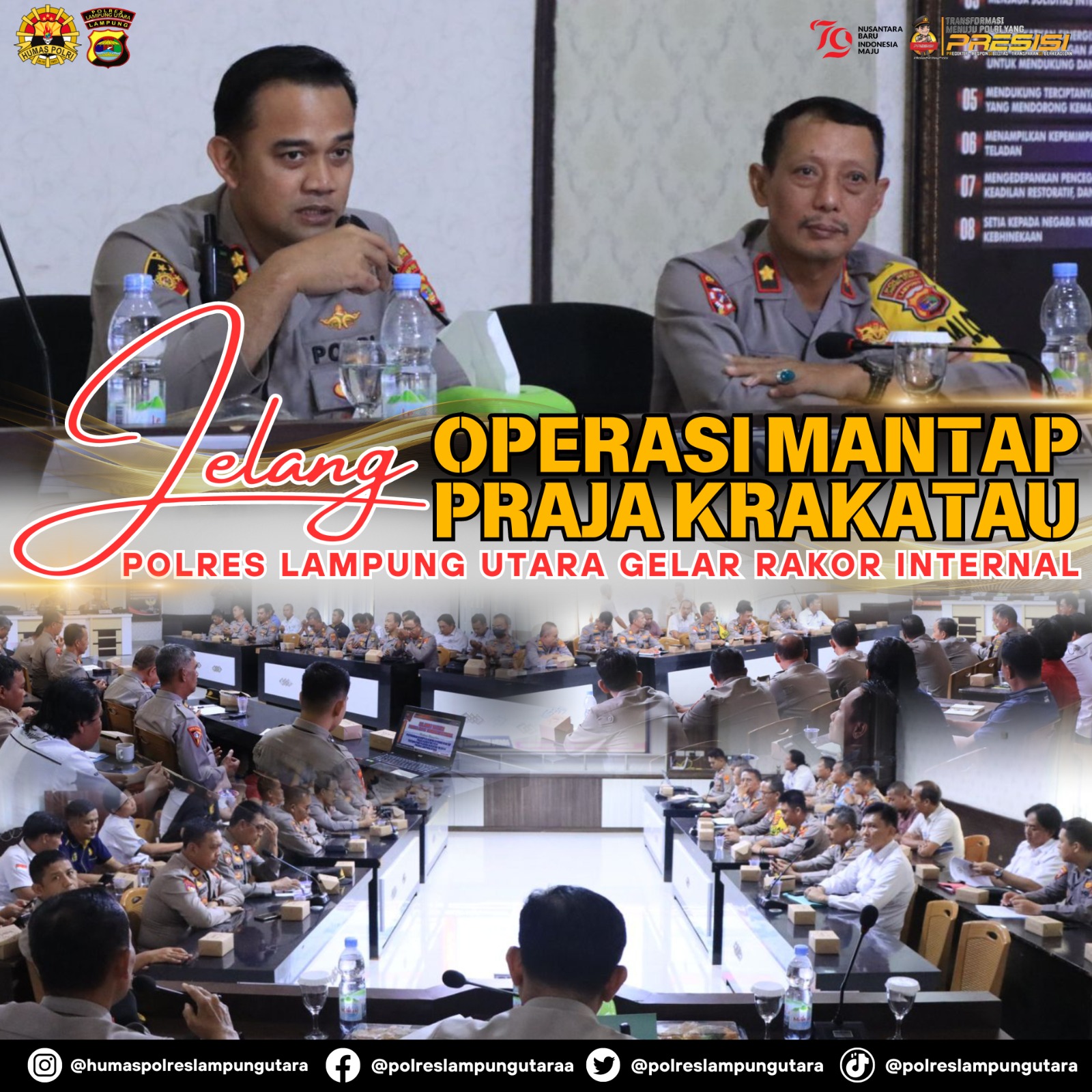 Jelang Operasi Mantap Praja Krakatau, Polres Lampung Utara Gelar Rakor Internal