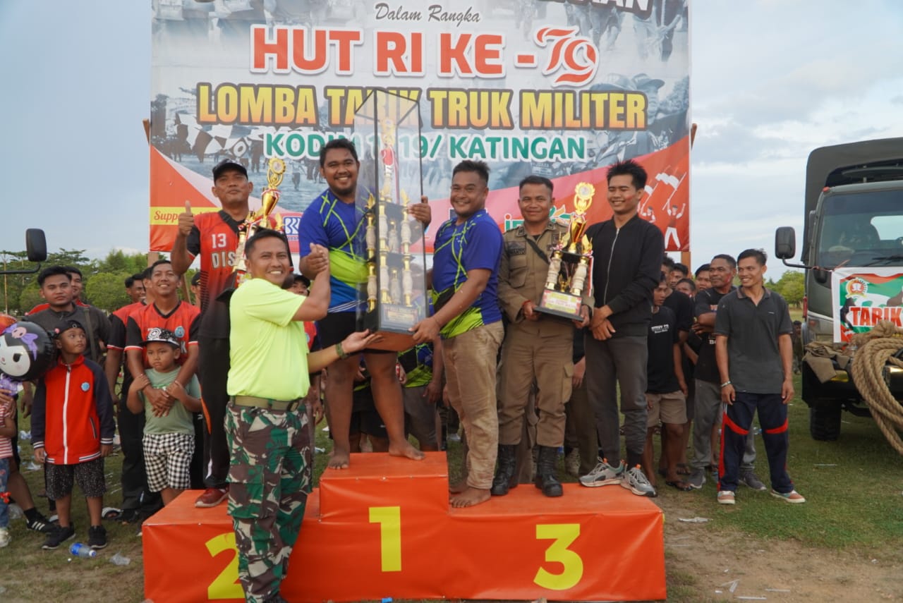 Kodim 1019/Katingan Gelar Lomba Tarik Truk Militer Piala Bergilir Dandim Cup II Tahun 2024