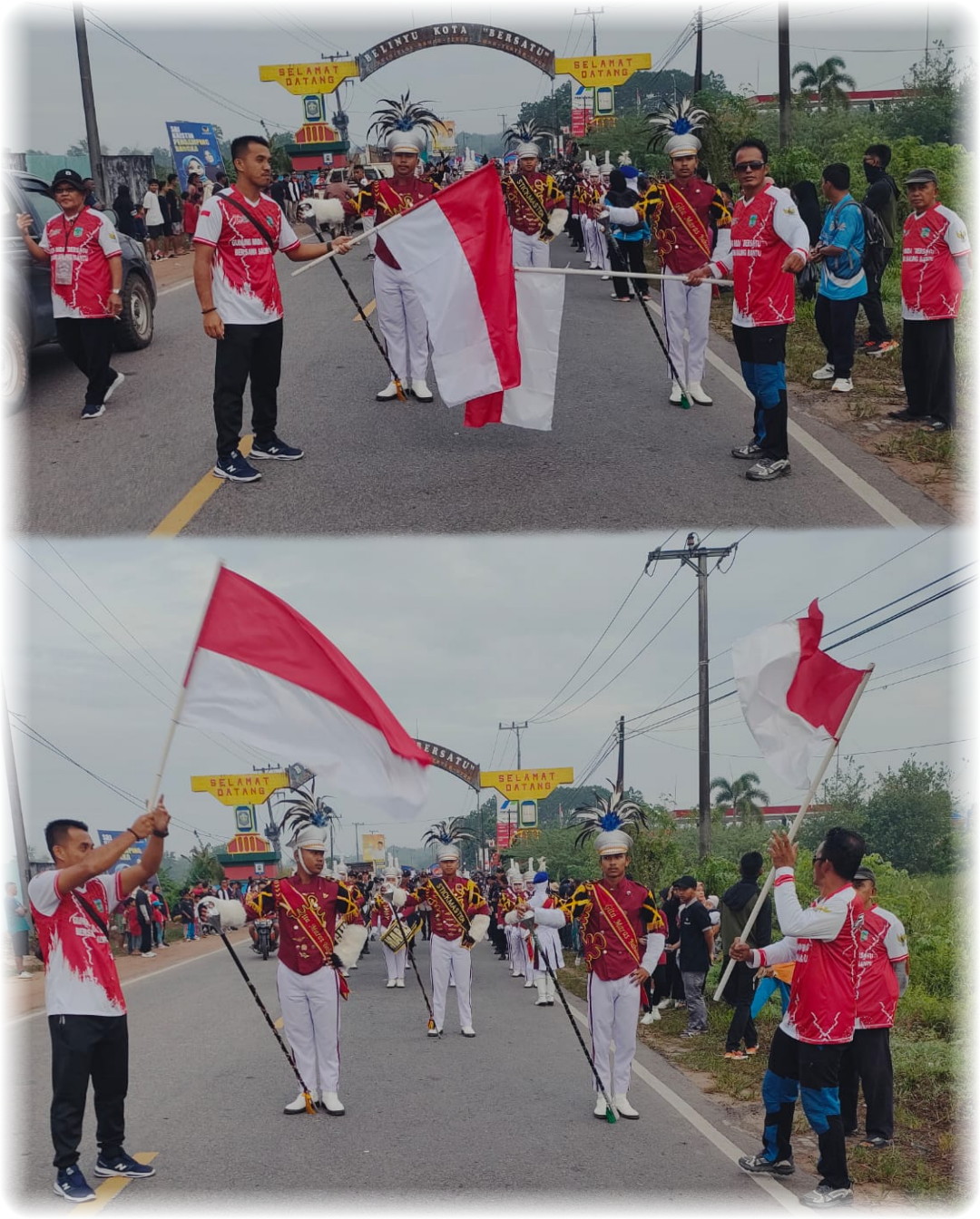 Meriahkan HUT Ke-79 RI, Desa Gunung Muda Kecamatan Belinyu Gelar Jalan Sehat Diiringi Drum Band Gita Mars Bahana Riau Silip.