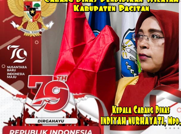 Ucapan Dirgahayu RI Ke-79 Tahun 2024, Dinas Pendidikan Provinsi Jawa Timur Cabang Dinas Pendidikan Wilayah Kabupaten Pacitan.