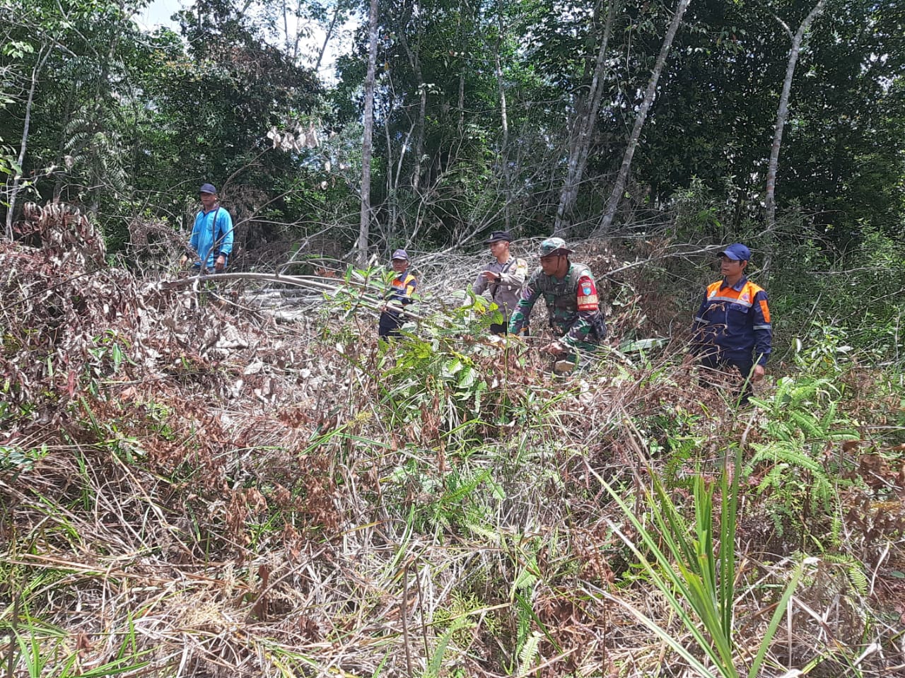 Upaya Pencegahan Karhutla, Babinsa Bersama Bhabinkamtibmas Dan Anggota Satgas Pengendalian Karhutla Laksanakan Patroli