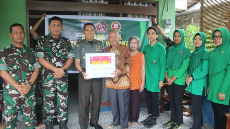 Menyambut HUT TNI Ke-79 Dandim 1016/Plk Serahkan Baksos Kepada Veteran Dan Warakawuri