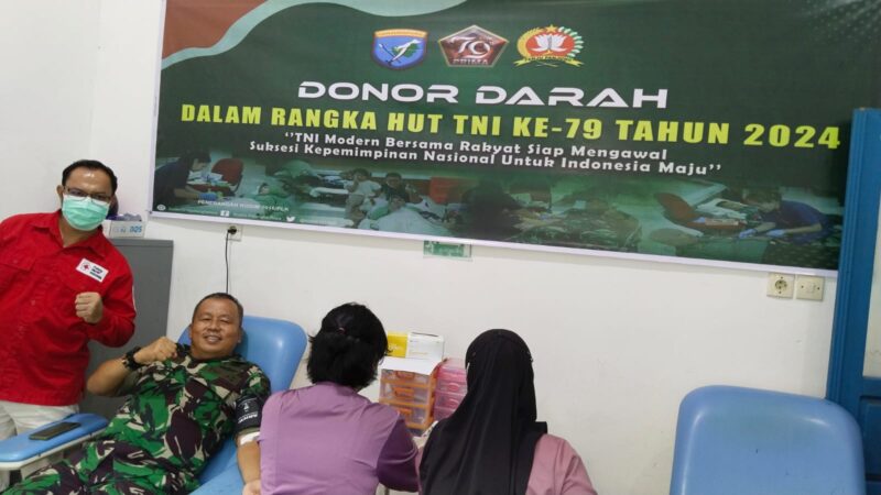 Wujud Kepedulian, Anggota Jajaran Koramil Kodim 1016/Plk Laksanakan Donor Darah