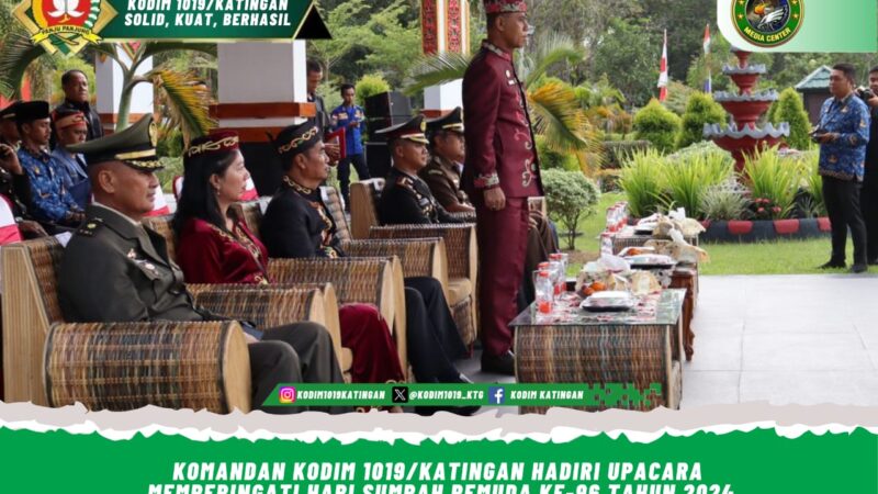 Komandan Kodim 1019/Katingan Hadiri Upacara Memperingati Hari Sumpah Pemuda Ke-96 Tahun 2024