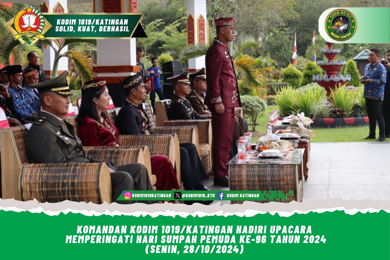 Komandan Kodim 1019/Katingan Hadiri Upacara Memperingati Hari Sumpah Pemuda Ke-96 Tahun 2024