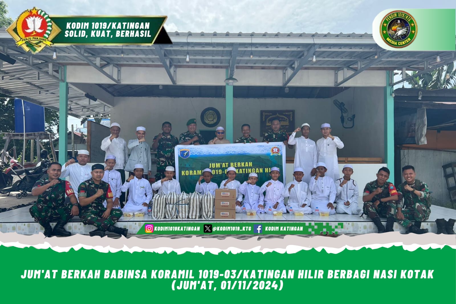 Jum’at Berkah Babinsa Koramil 1019-03/Katingan Hilir Berbagi Nasi Kotak