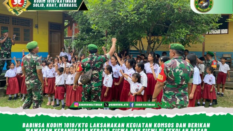 Babinsa Kodim 1019/Ktg Laksanakan Kegiatan Komsos dan Berikan Wawasan Kebangsaan Kepada Siswa dan Siswi di Sekolah Dasar