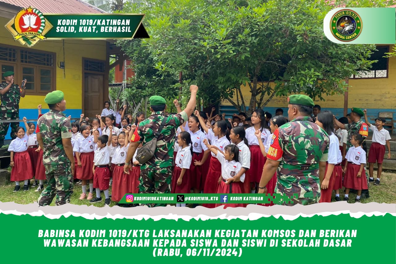 Babinsa Kodim 1019/Ktg Laksanakan Kegiatan Komsos dan Berikan Wawasan Kebangsaan Kepada Siswa dan Siswi di Sekolah Dasar