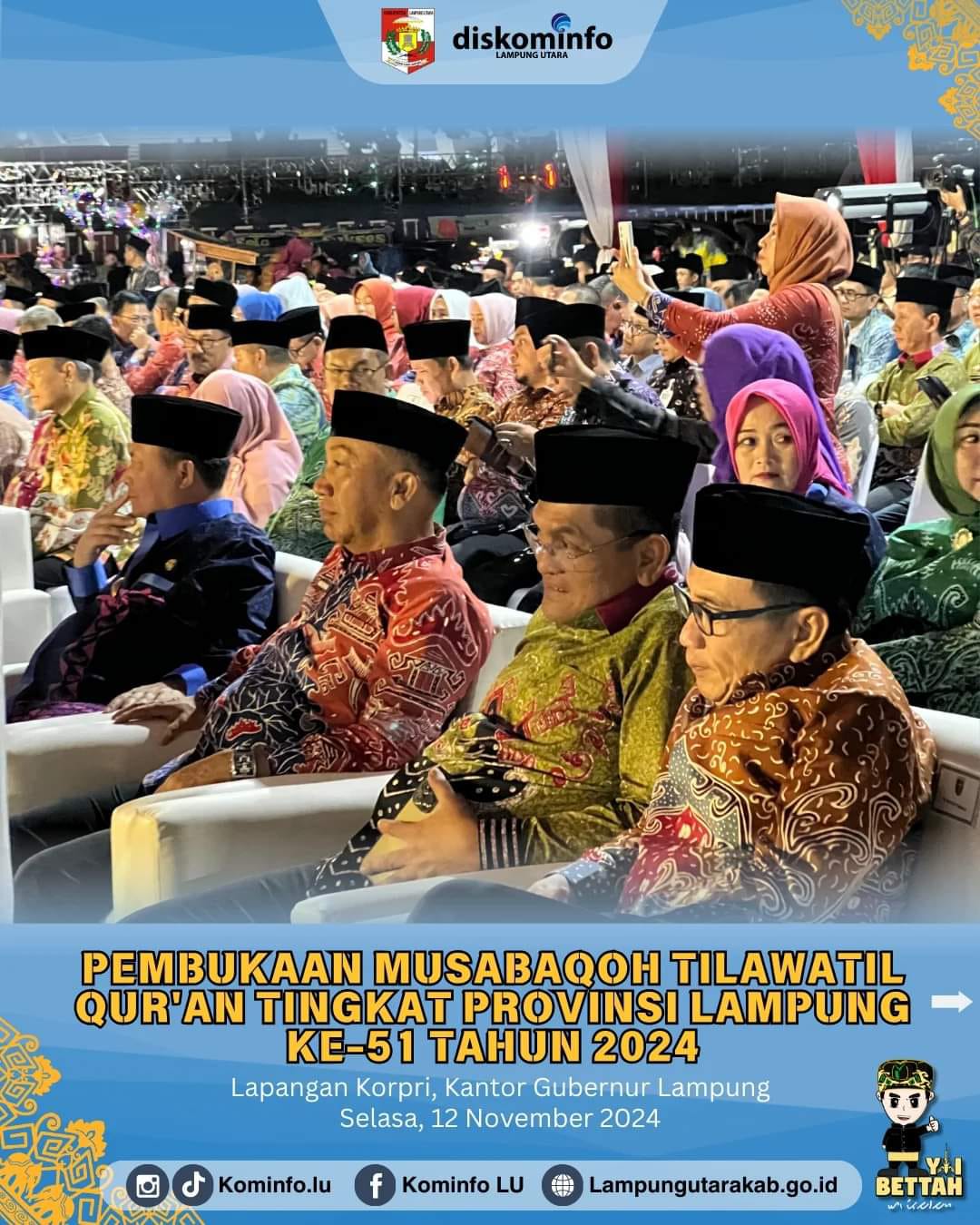 Pj. Bupati Lampung Utara Hadiri Pembukaan Musabaqoh Tilawatil Qur’an Tingkat Provinsi Lampung Ke-51 Tahun 2024