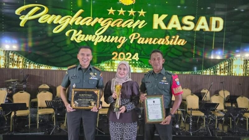 Raih Juara 2 Kampung Pancasila Kategori Pembinaan UMKM, Kodim 1016/Palangka Raya Peroleh Penghargaan KASAD