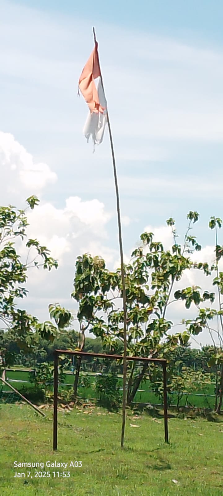Pemerintahan Desa Sidorejo Karangjati Kabupaten Ngawi Kibarkan Bendera Merah Putih sampai RUSAK, ROBEK dan KUSAM.